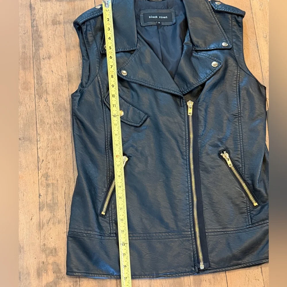 NWT Black Rivet Faux Leather Moto Vest 
Size Medium 
Gold Hardware - Picture 8 of 8